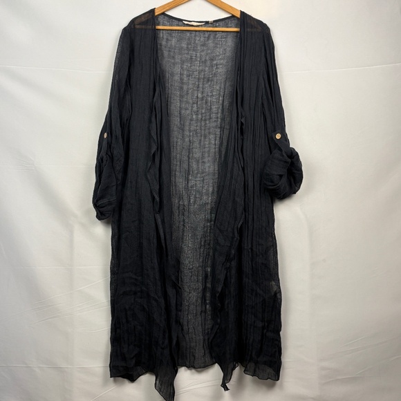Soft Surroundings Linen Open Duster Cardigan Sz 1X Lagenlook Whimsigoth Witchy - Picture 1 of 14